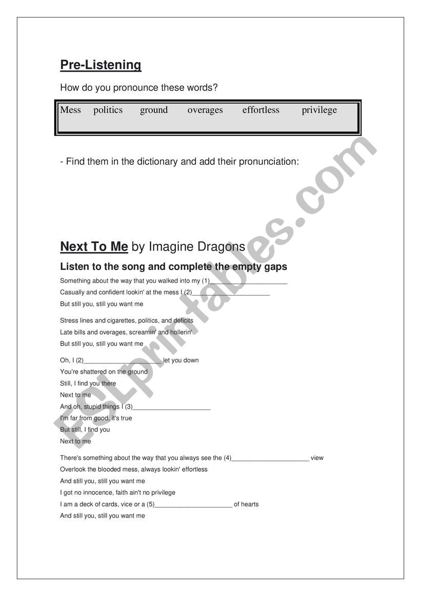 Listening: Next to Me by Imagine Dragons