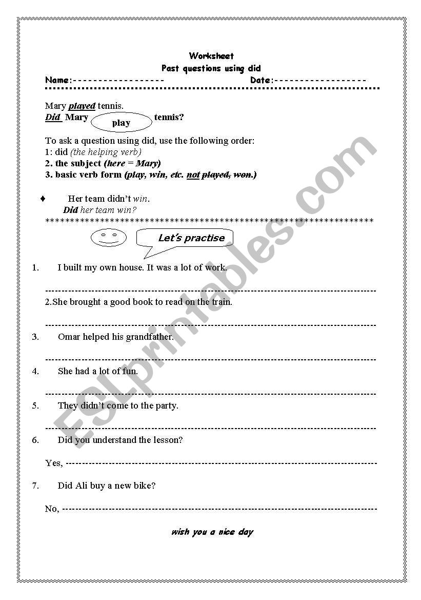 yes-no questions  worksheet