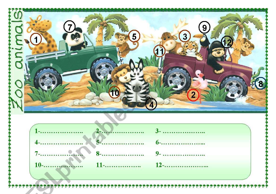 zoo animals worksheet