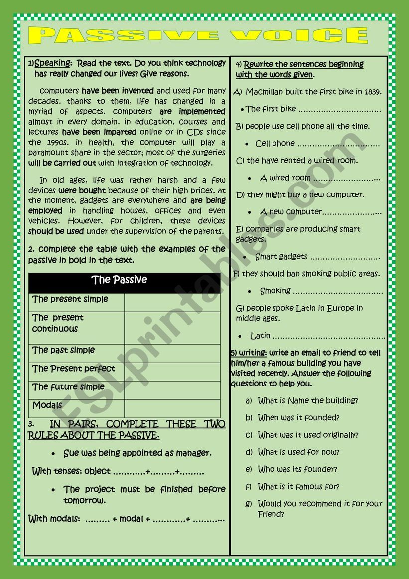 PASSIVE VOICE worksheet