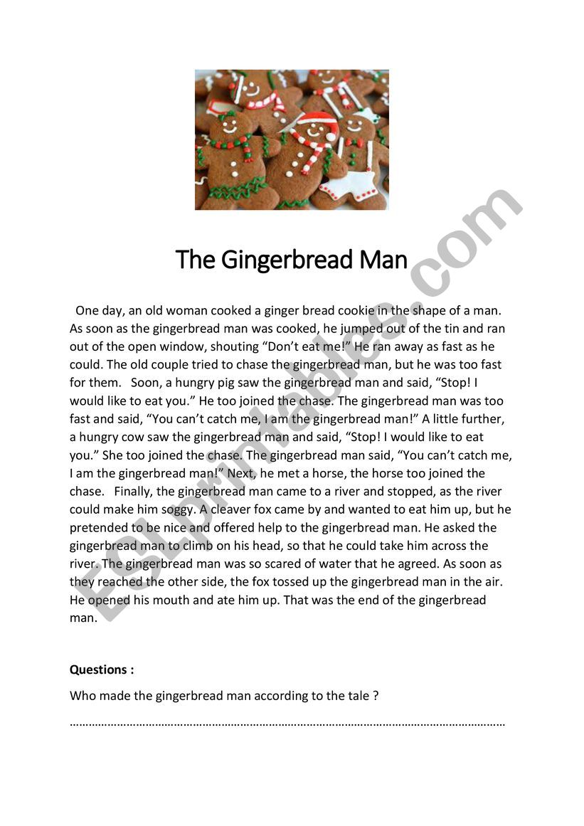 The Gingerbread Man worksheet