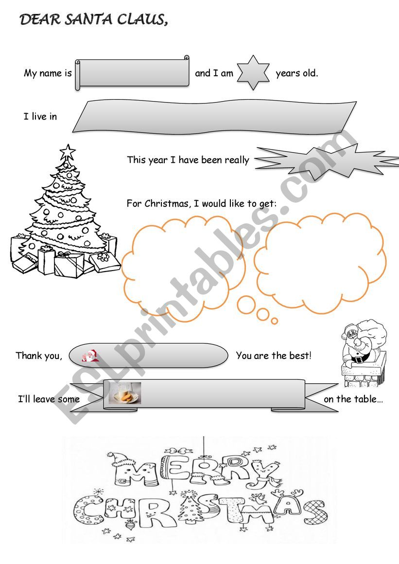 Christmas letter to Santa worksheet