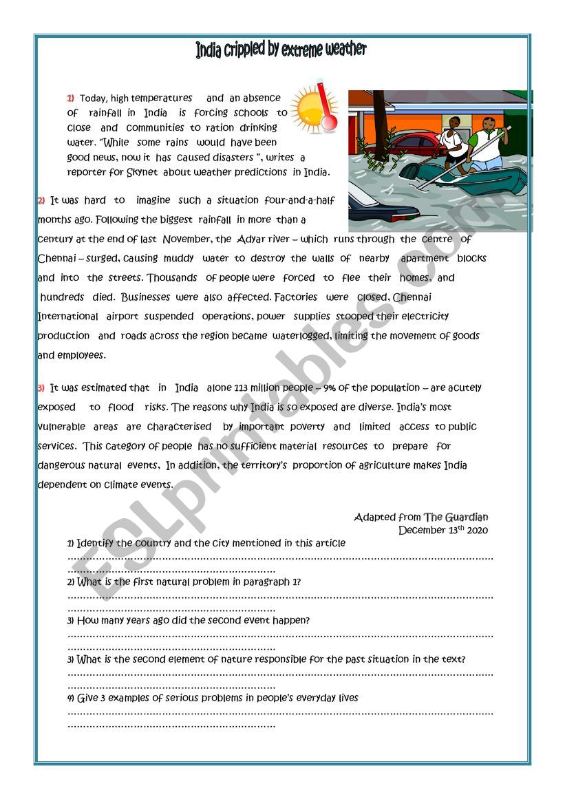 climate change in india worksheet