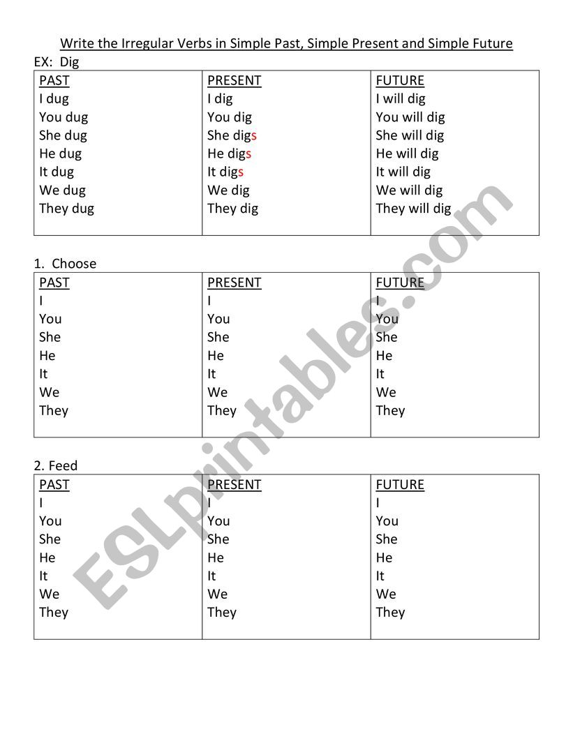 Irregular Verbs and Sentences 3