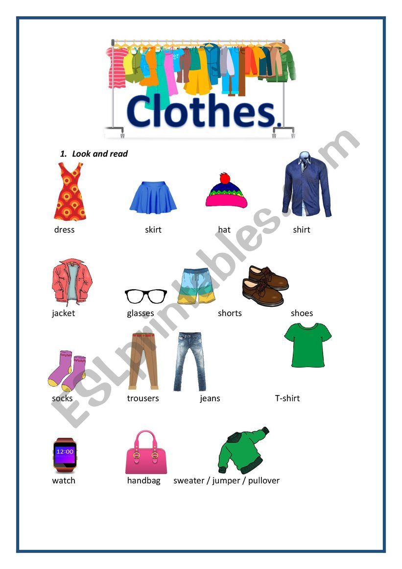 Cambridge Young Learners Clothes Vocabulary Pre A1 - ESL worksheet by ...