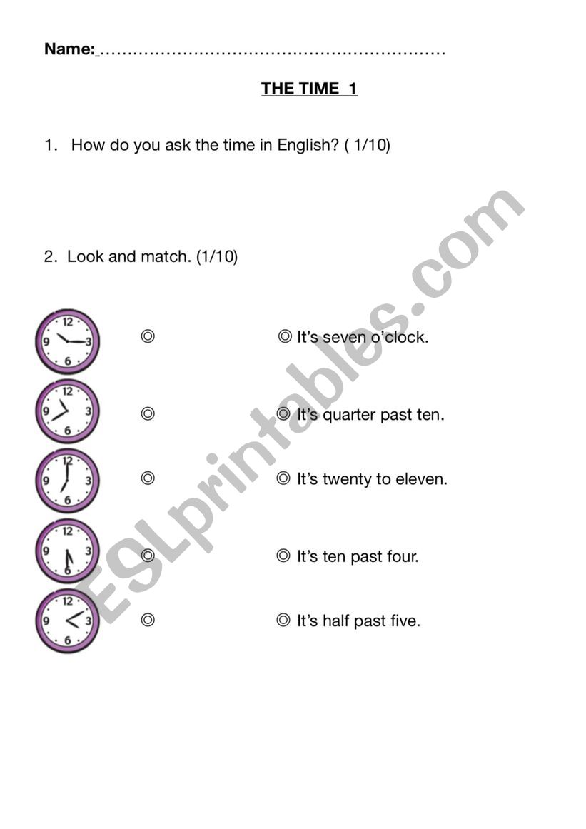 TIME TEST worksheet