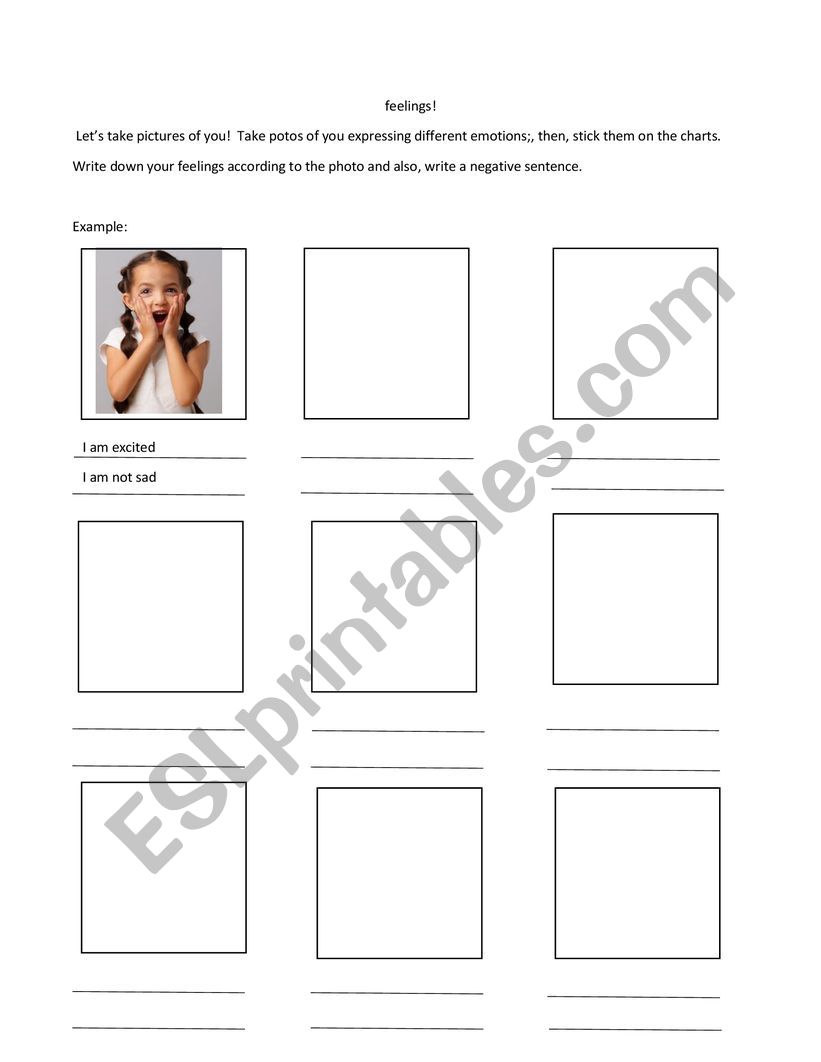 Feelings photo worksheet worksheet