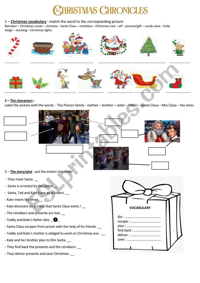 The Christmas Chronicles worksheet