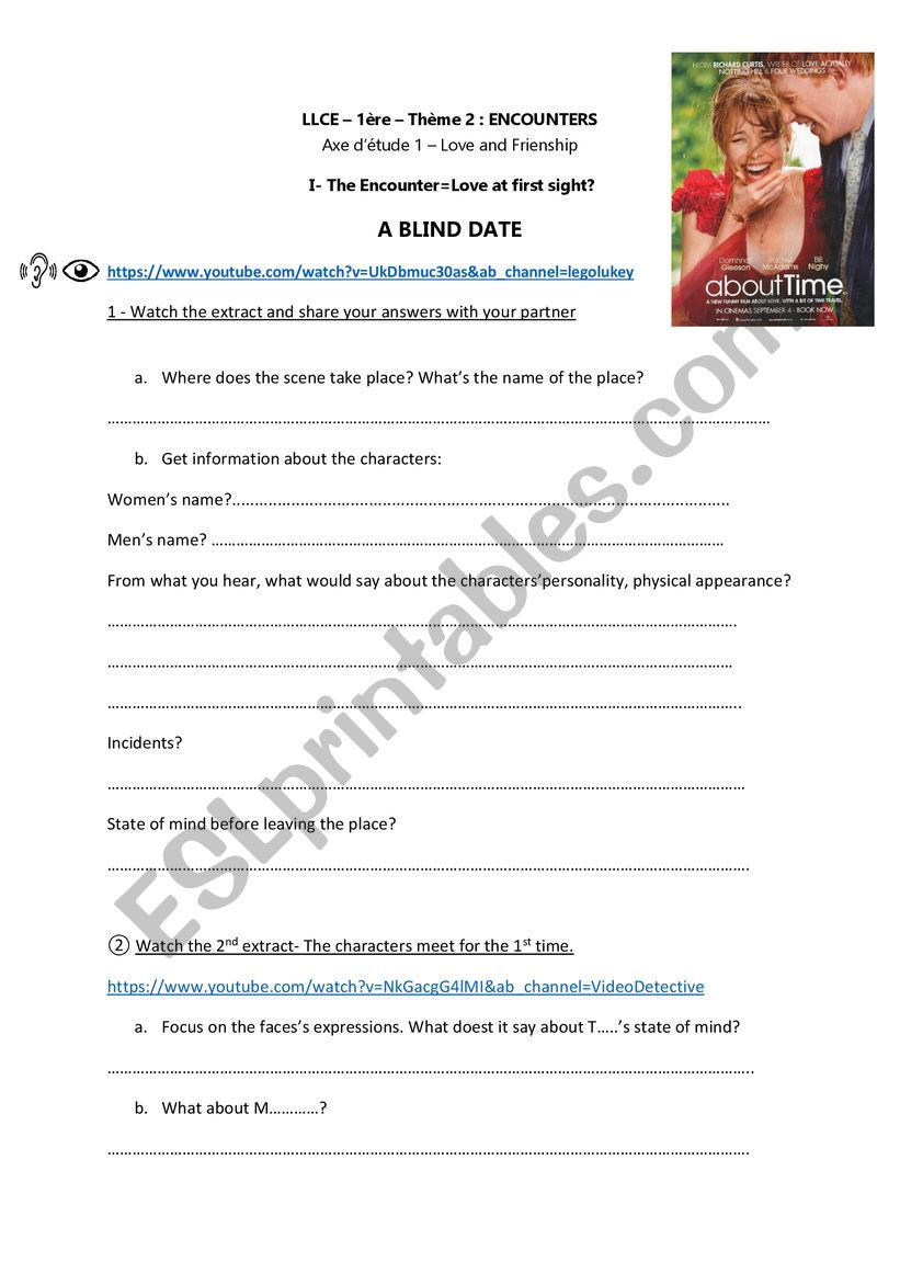 A blind date worksheet