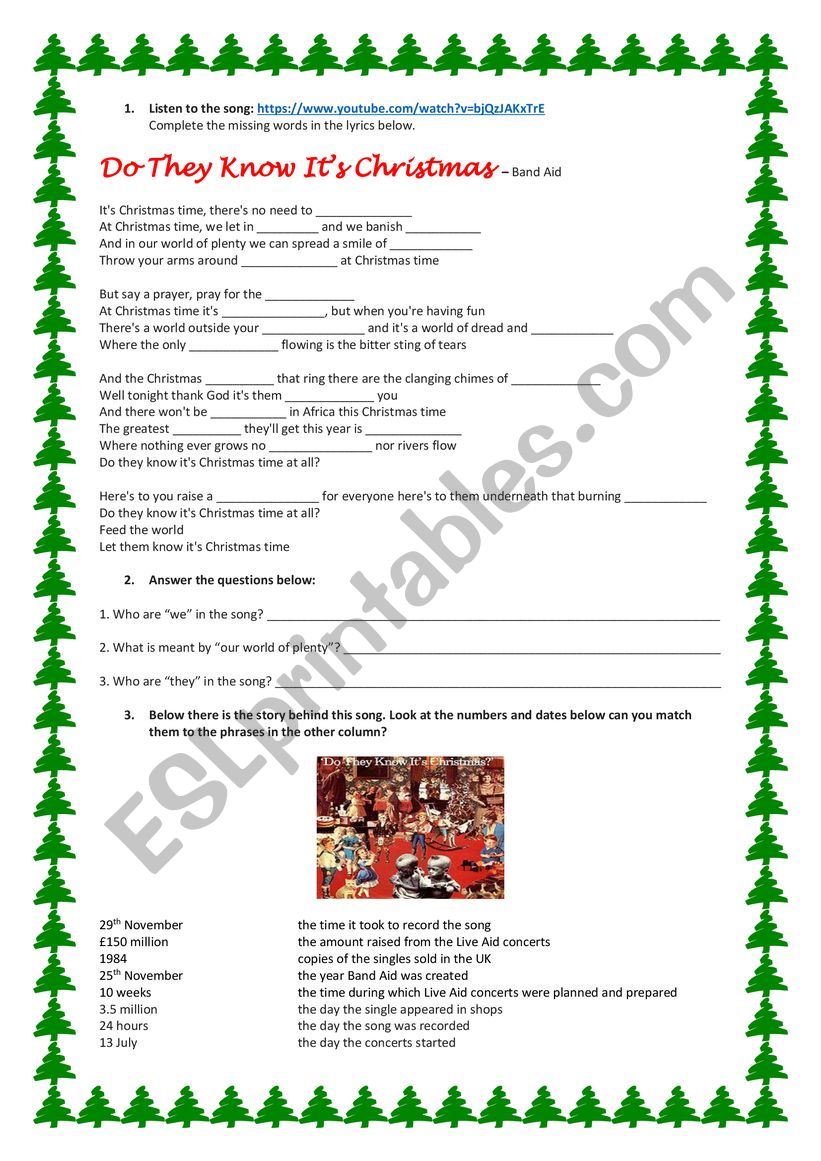 Do They Know Its Christmas worksheet