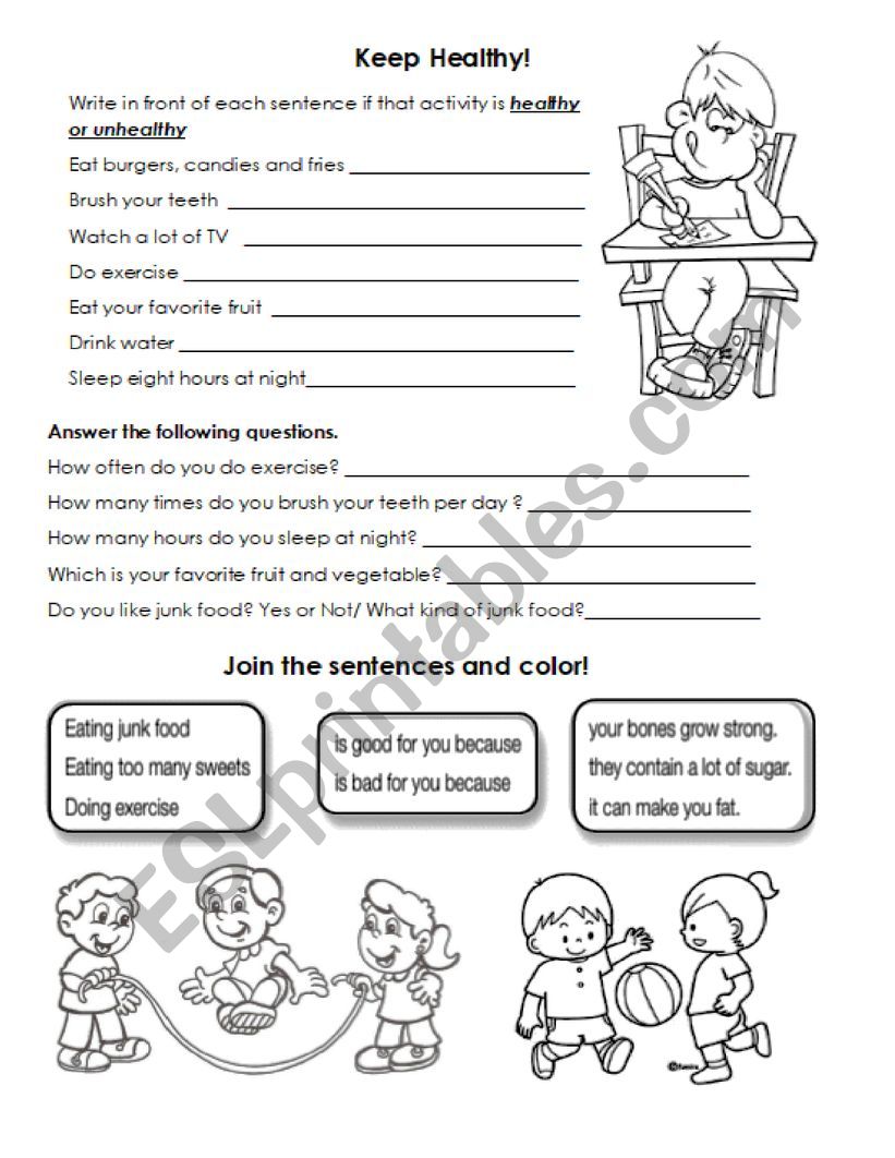 Healthy questions  worksheet