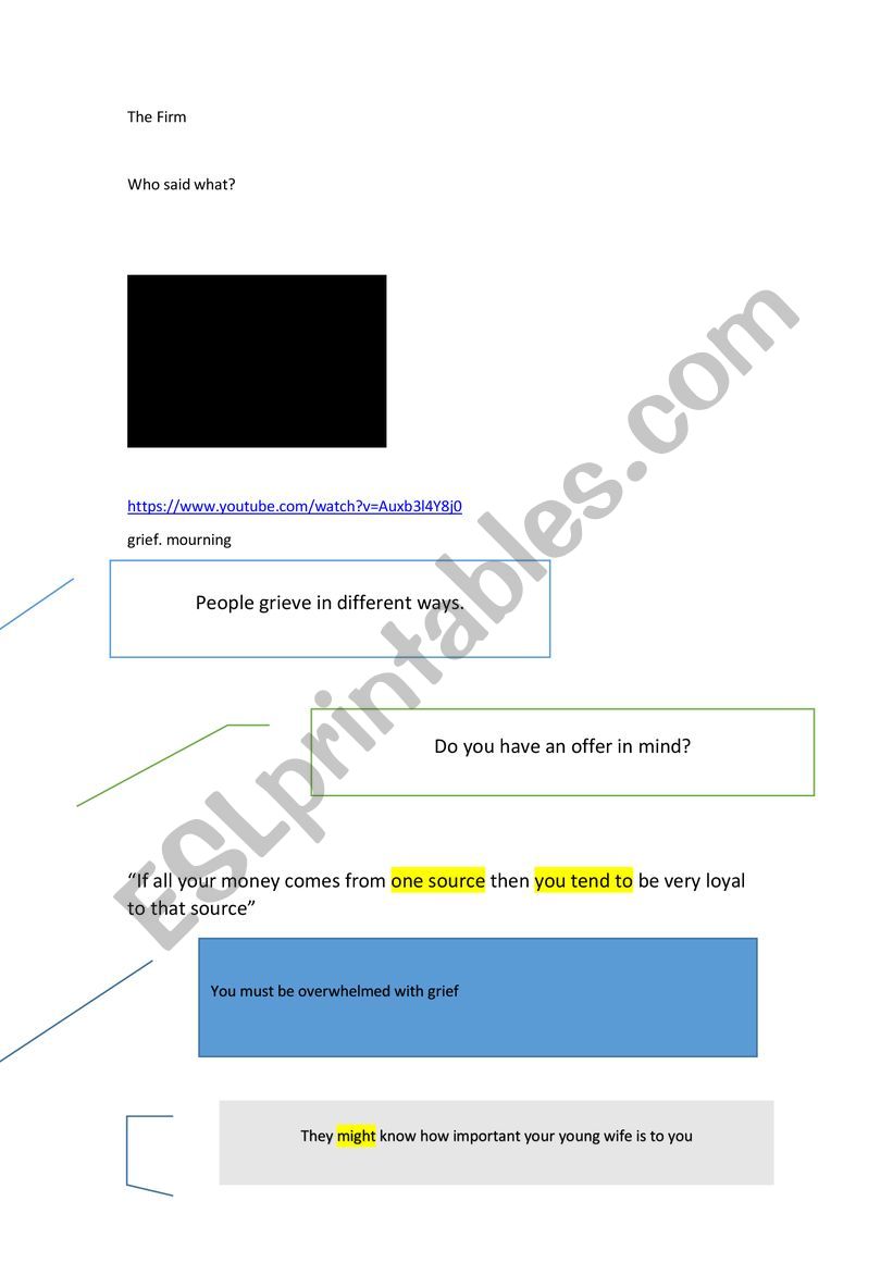 The Firm (trailer) worksheet