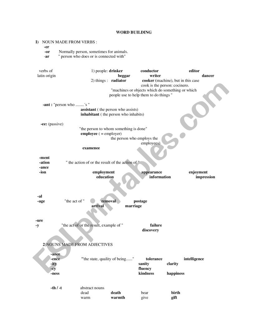 word building worksheet