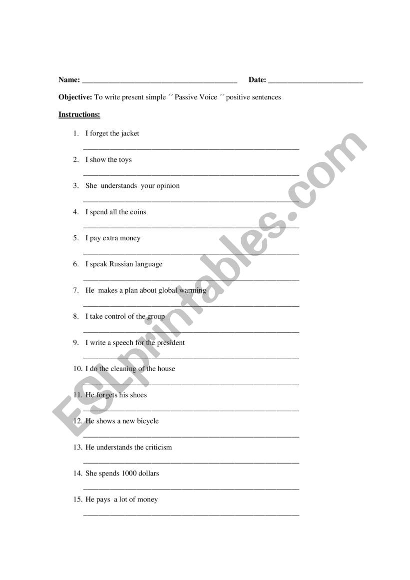 Passive voice worksheet