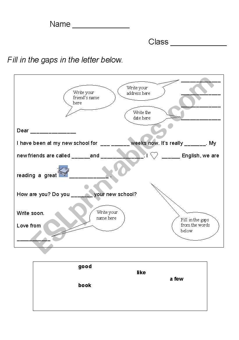 my new school worksheet