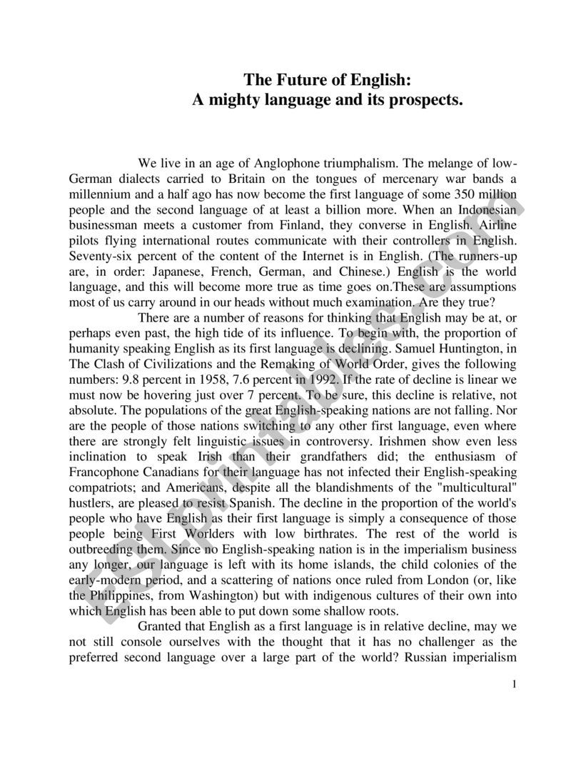 The Future of English worksheet