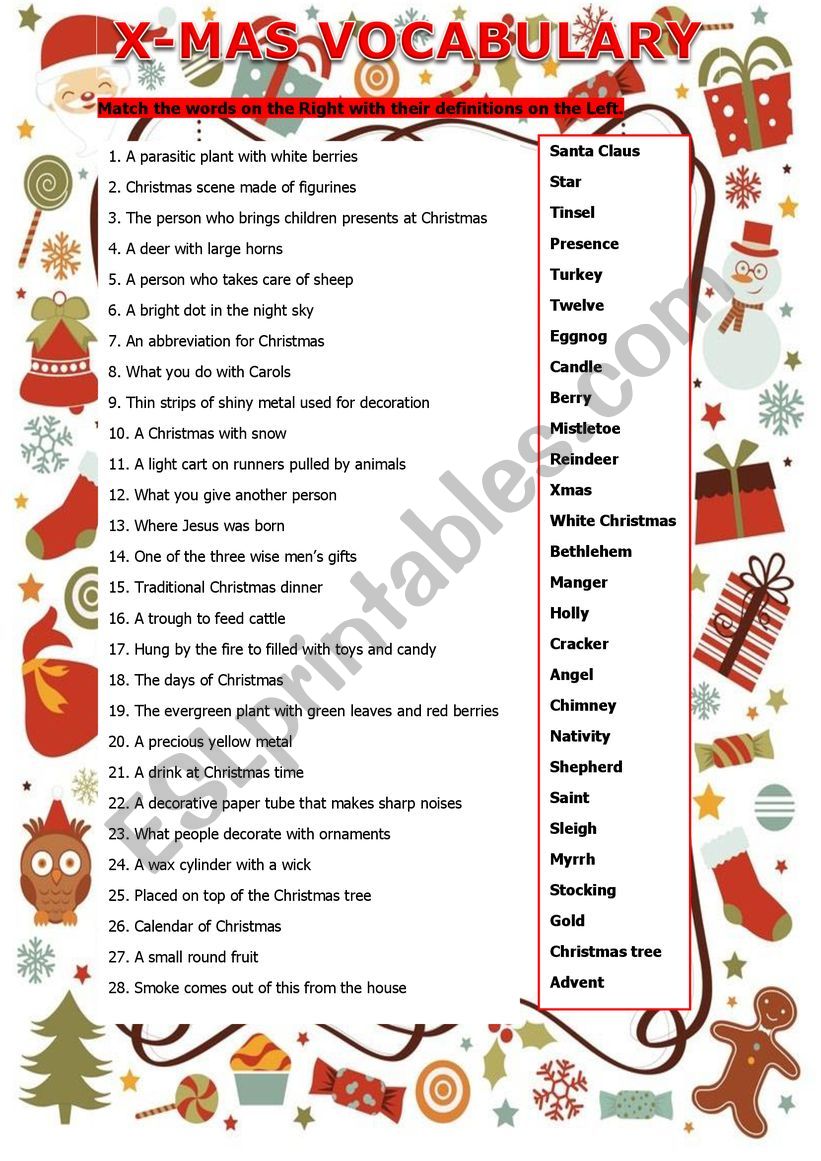 Christmas Vocabulary and Traditions (B2 Level)