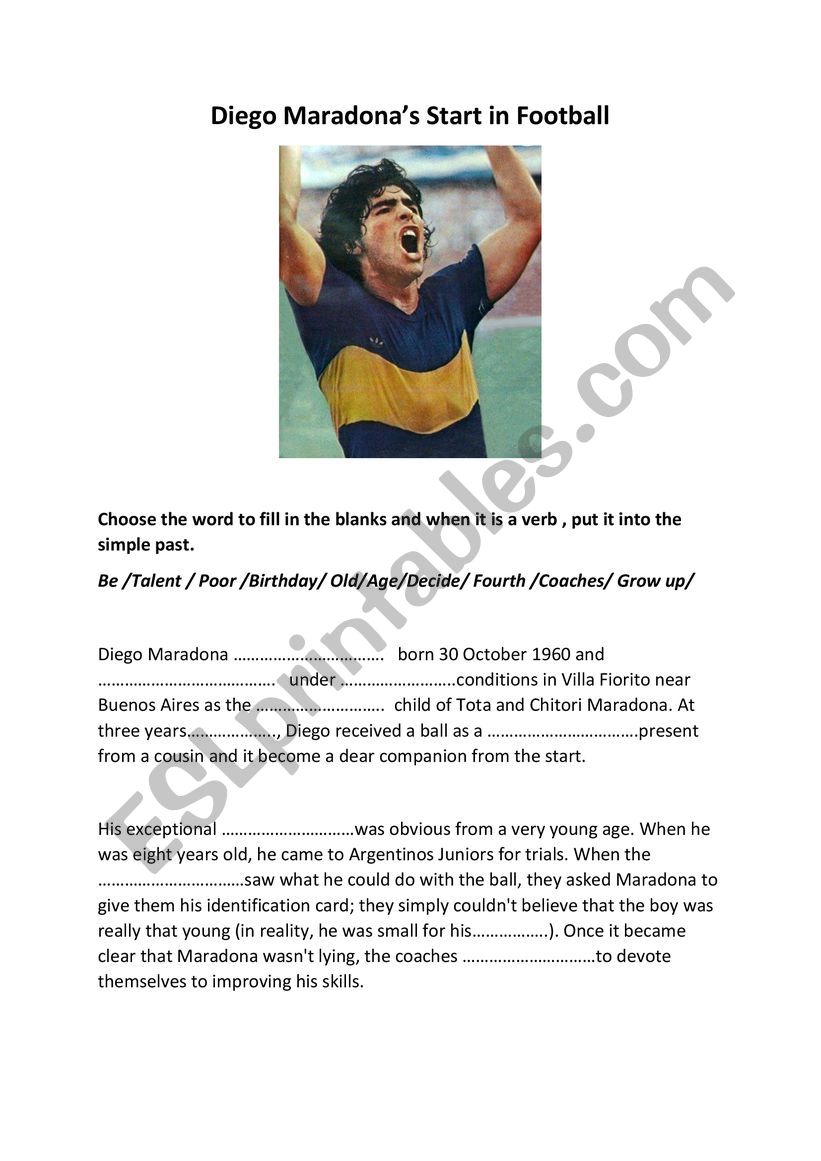Diego Maradona worksheet