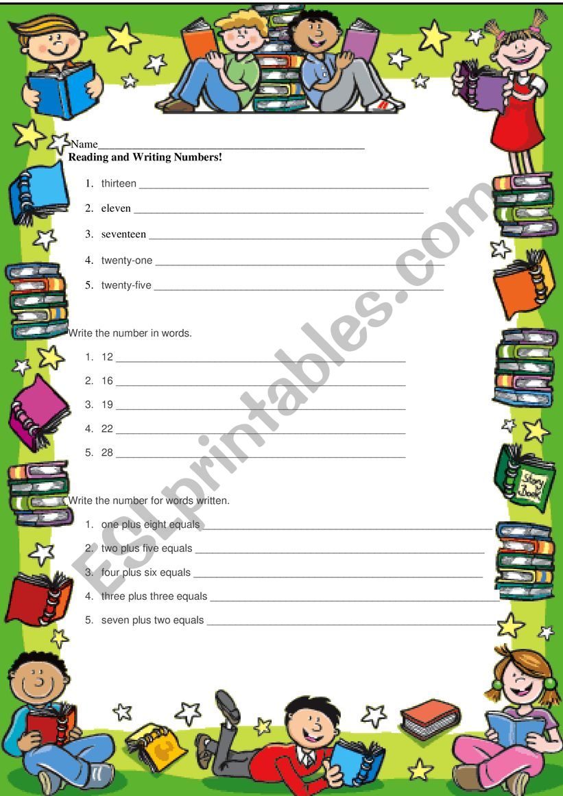 Reading and Writing Numbers worksheet