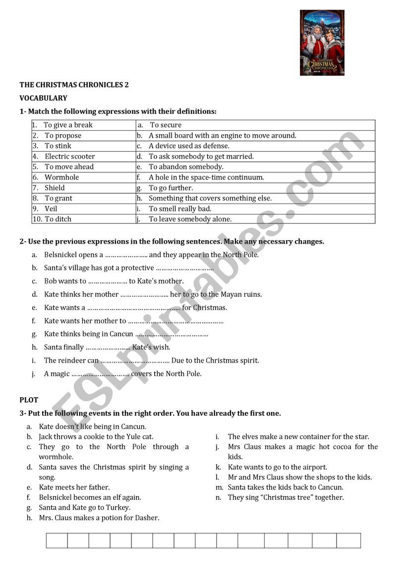 The Christmas Chronicles 2 worksheet
