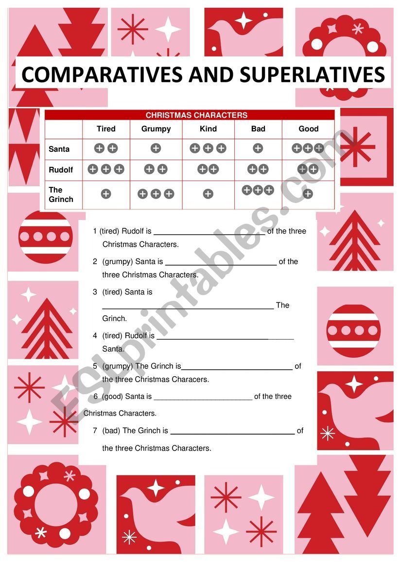 COMPARATIVES, SUPERLATIVES AND - ESL worksheet teacherampi