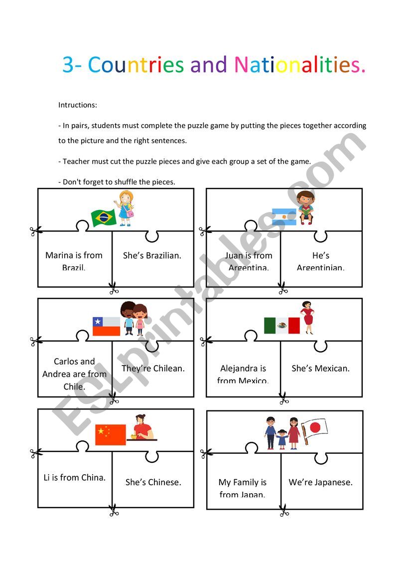 Countries and Nationalities Puzzle