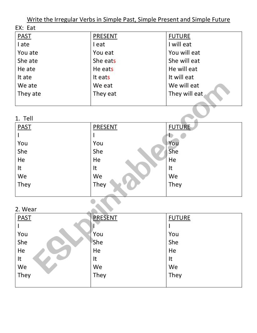 Irregular Verbs and Sentences 5