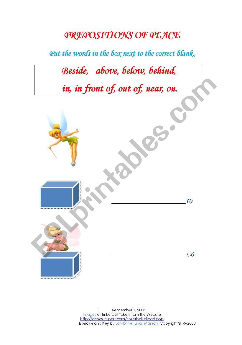 Prepositions of Place Tinkerbell