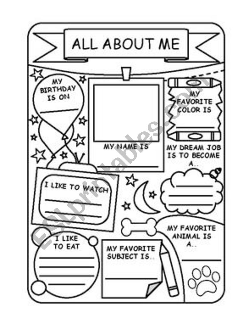 All about me - ESL worksheet by marta_llanos Intended For All About Me Worksheet