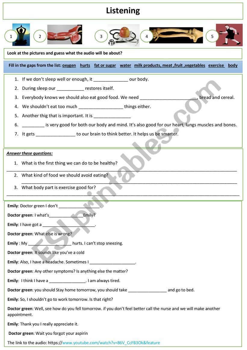 listening worksheet