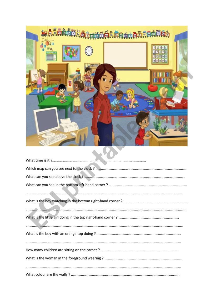 Activities in the classroom worksheet