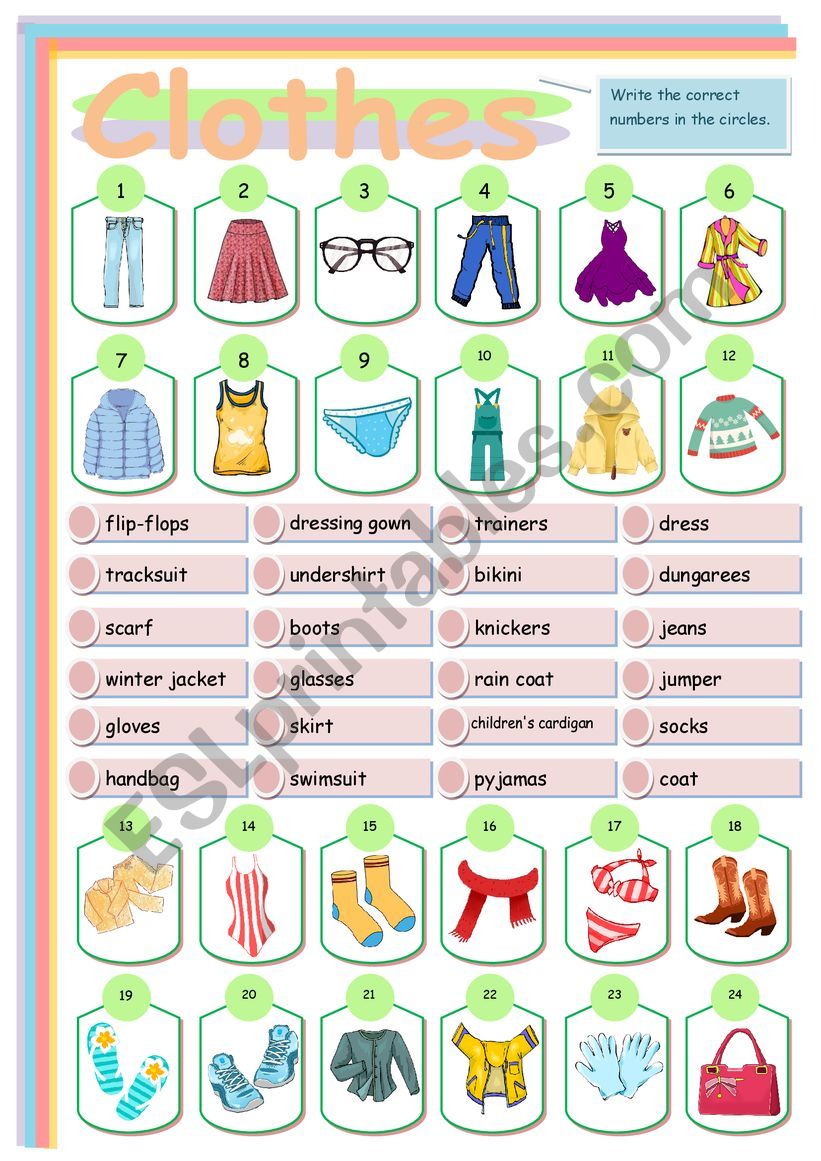 Clothes worksheet