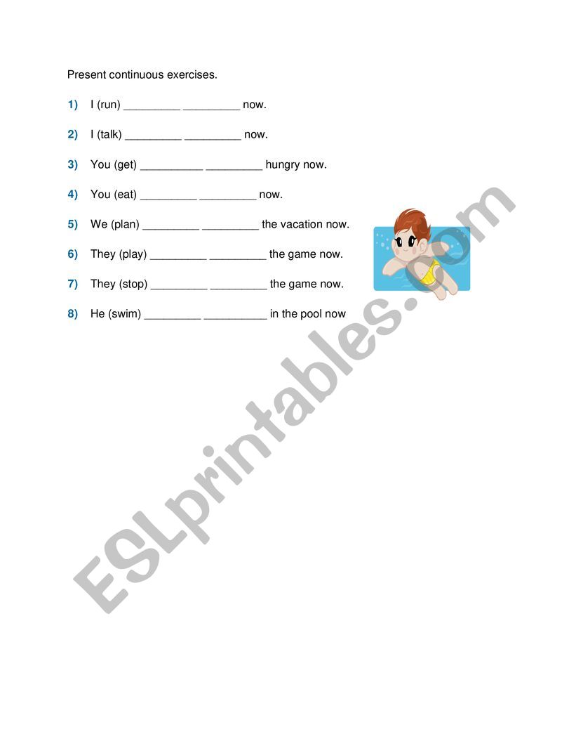 present countinuous exercises worksheet