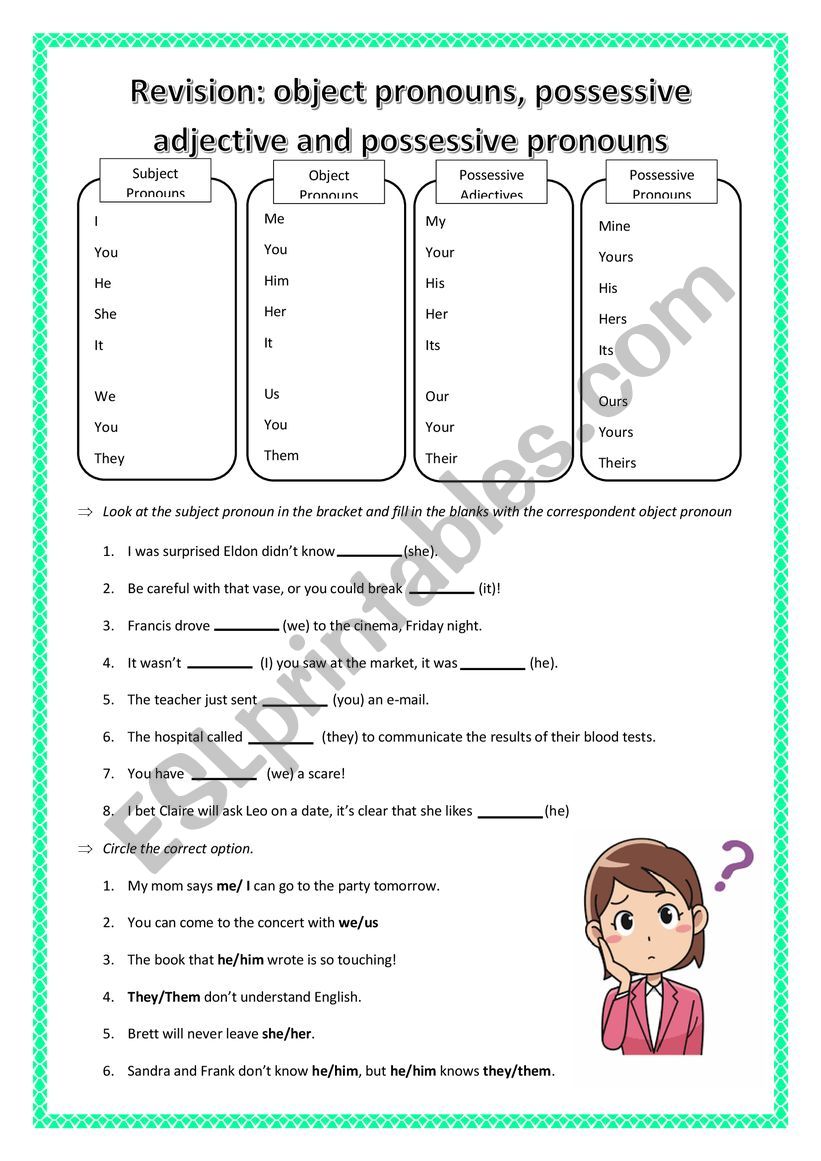 revision-subject-object-pronouns-and-possessive-adjectives-pronouns-esl-worksheet-by-darkanoir