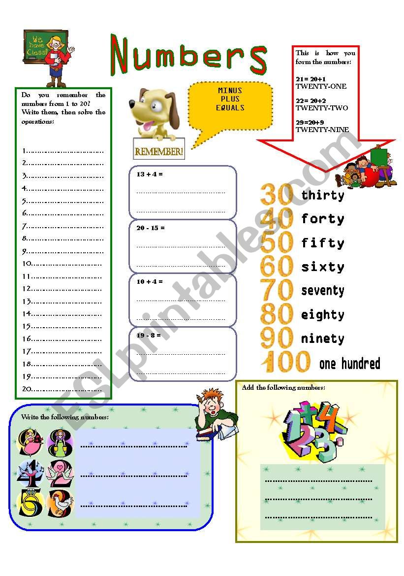 Numbers worksheet