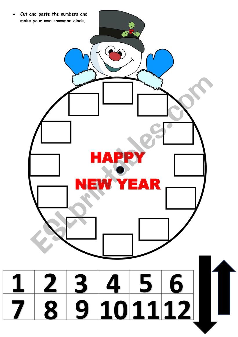 SNOWMAN CLOCK worksheet