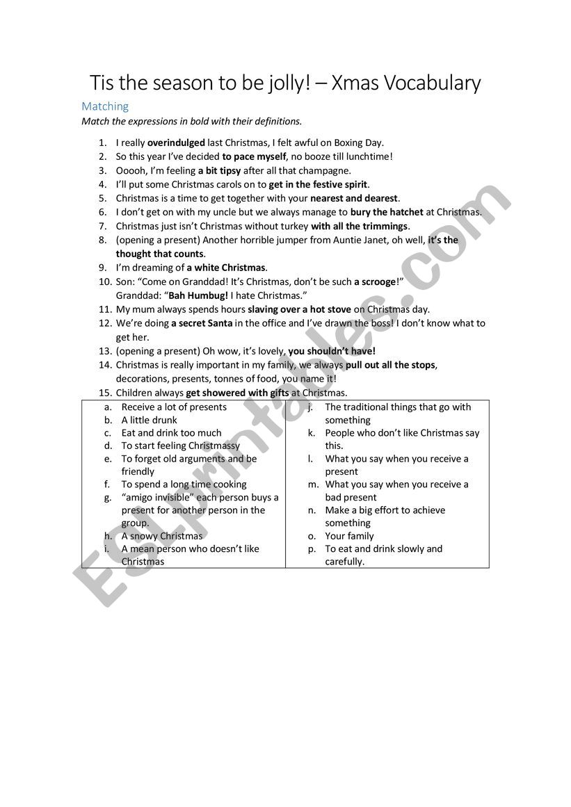 Tis the season to be jolly! worksheet