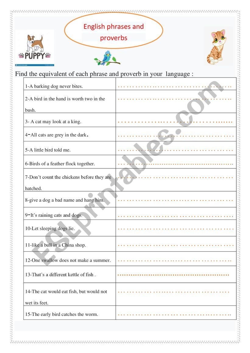 proverbs worksheet