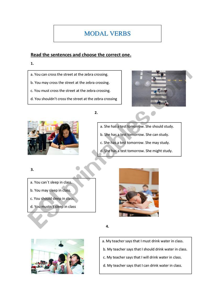 Modal verbs worksheet