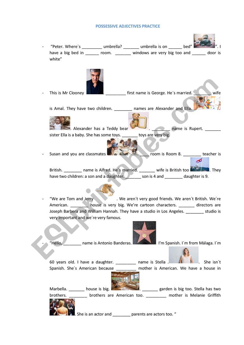 Possessive adjectives practice for beginners