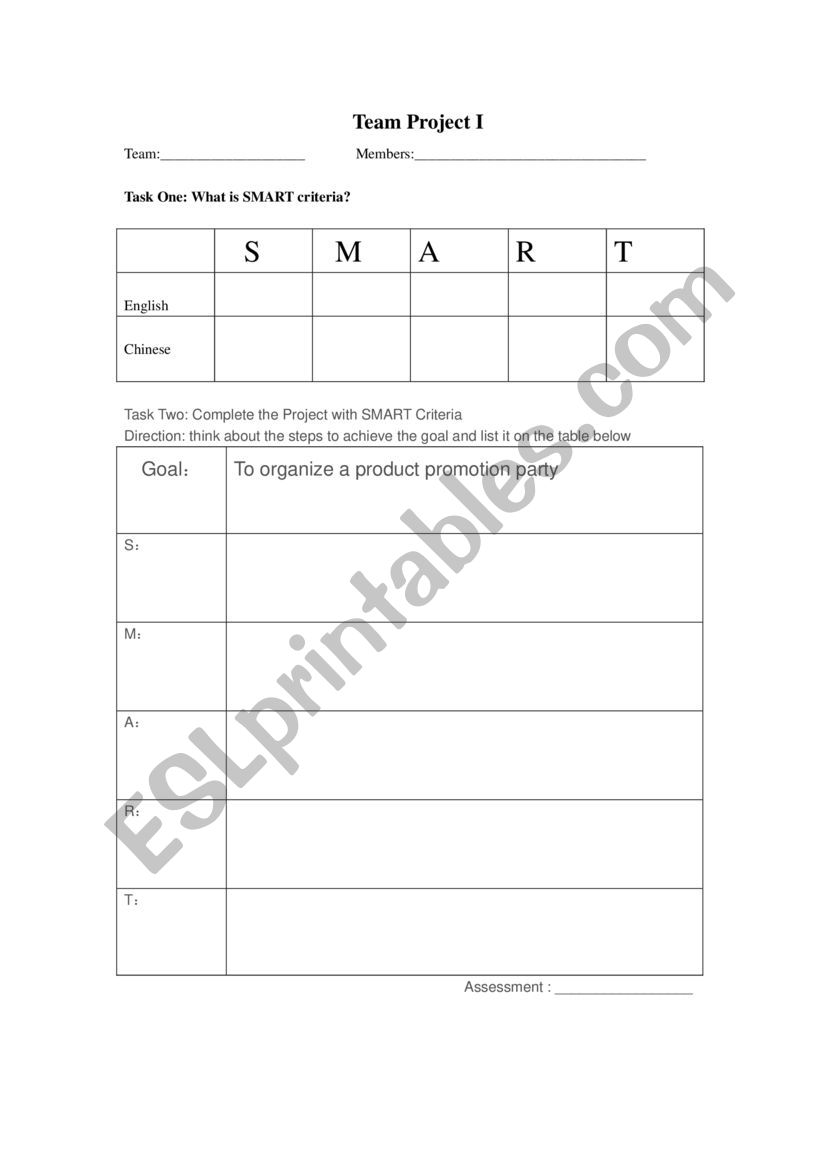 Teamwork worksheet  worksheet