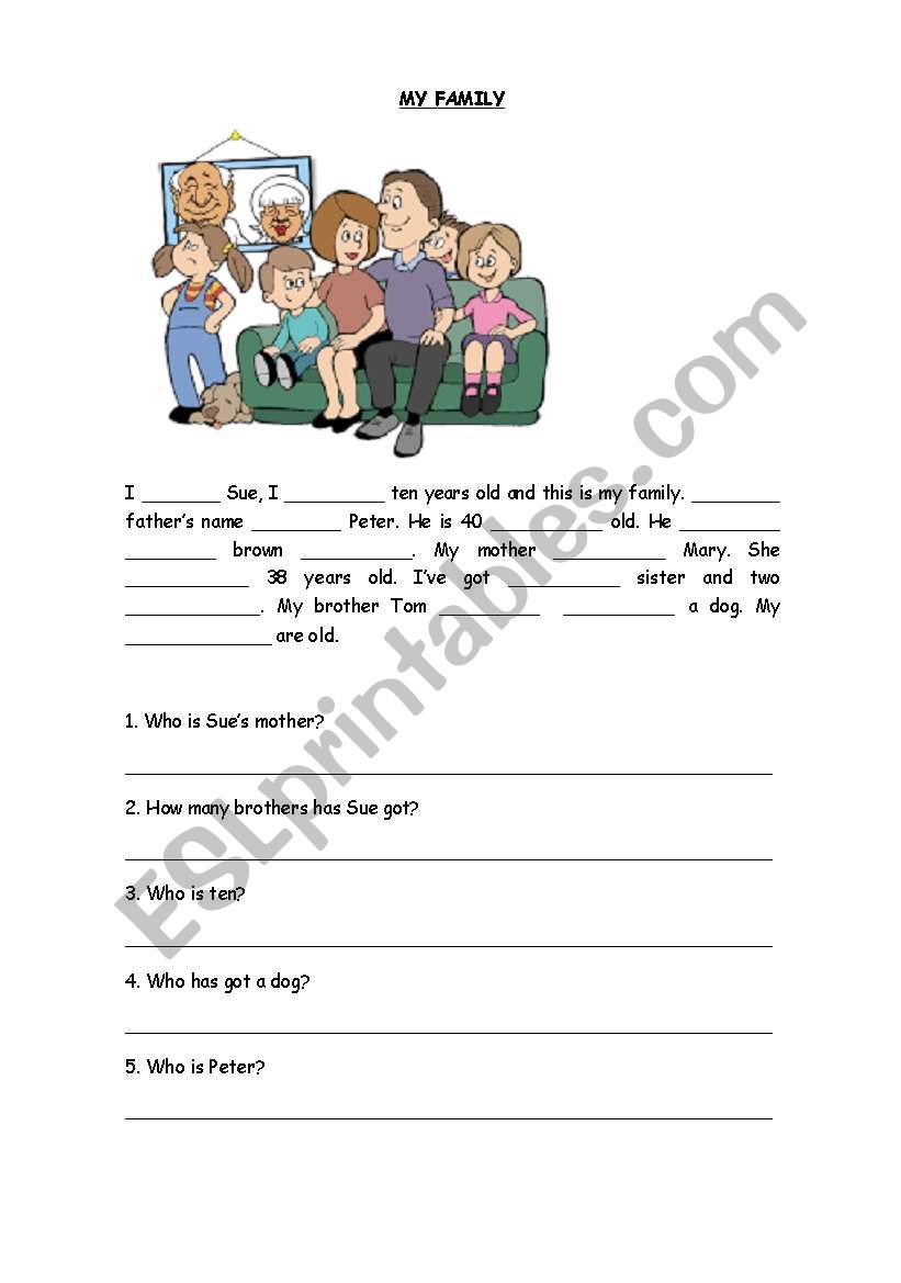 My family worksheet