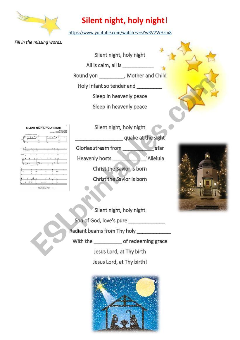 Silent Night, Holy Night worksheet