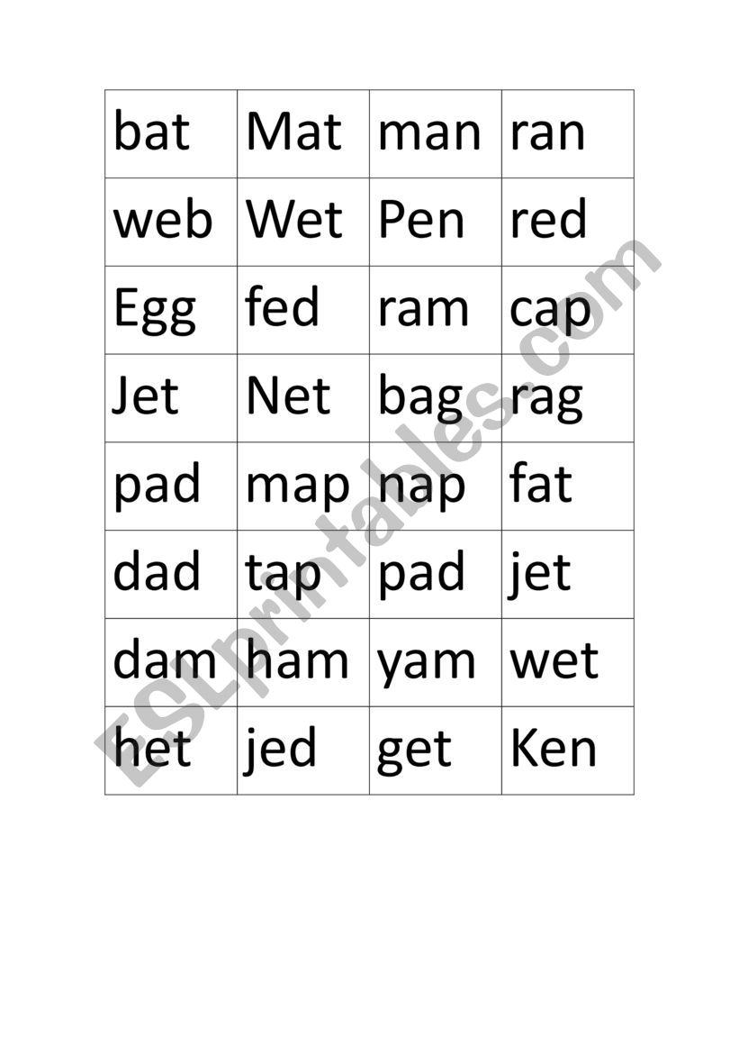 short a and short e cvc words worksheet