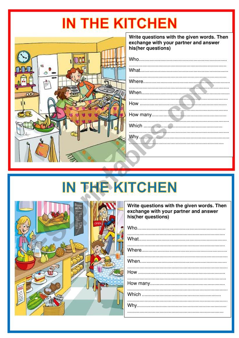 Pairwork - In the kitchen worksheet