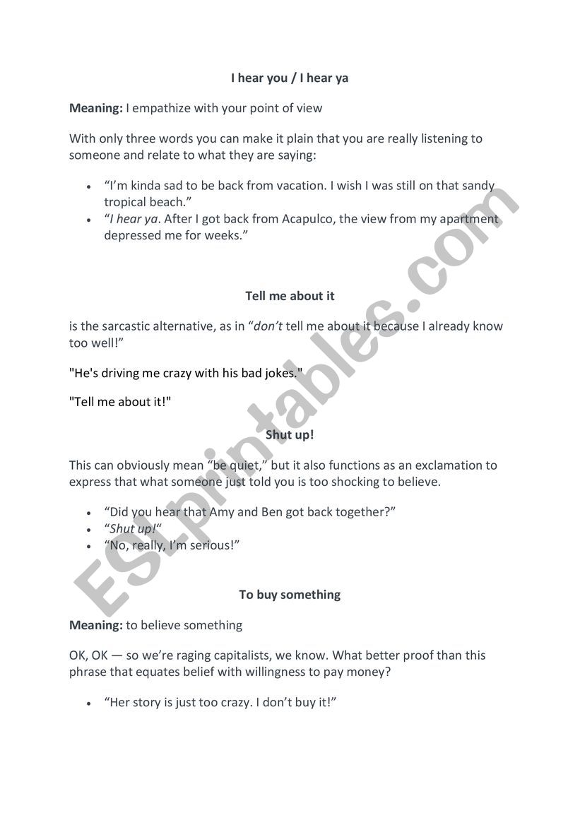 Common Phrases worksheet