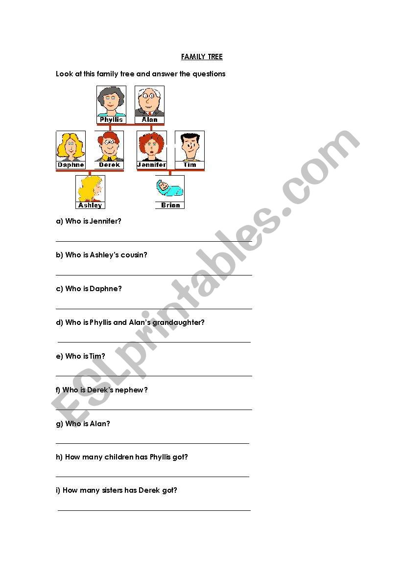 Family Tree worksheet