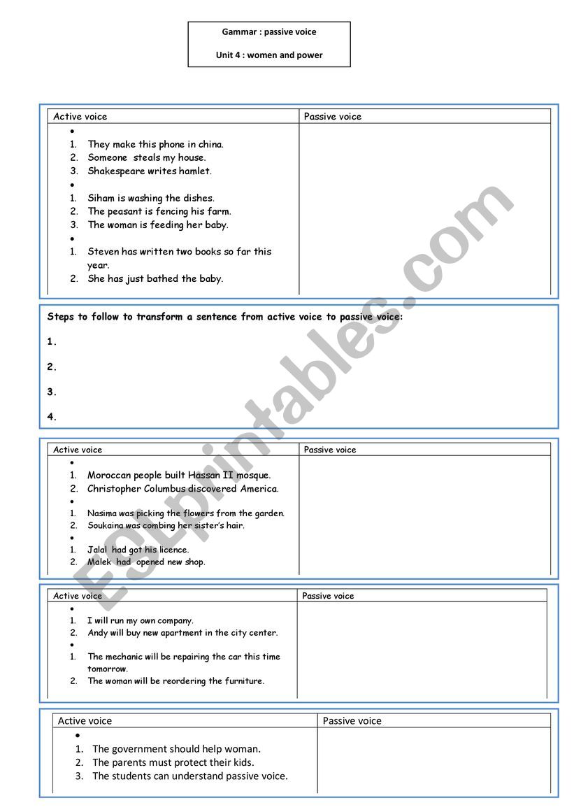  passive voice  worksheet