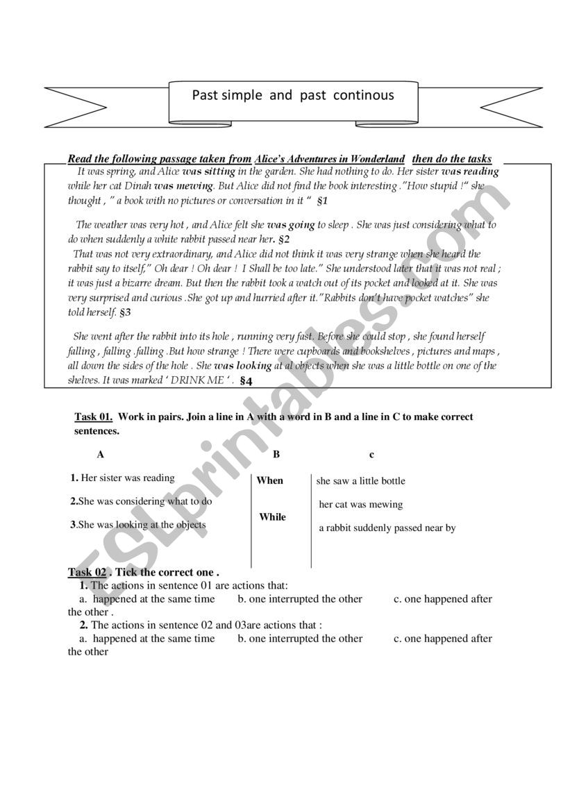 Past tenses worksheet