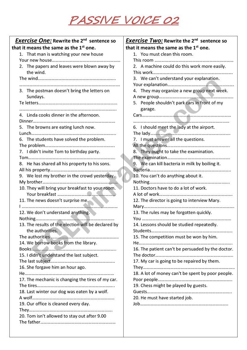 passive voive worksheet